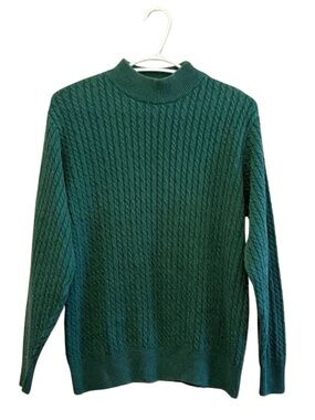 Vintage Parkhurst Green Cable Knit Crewneck 70% Cotton MADE IN CANADA – Medium